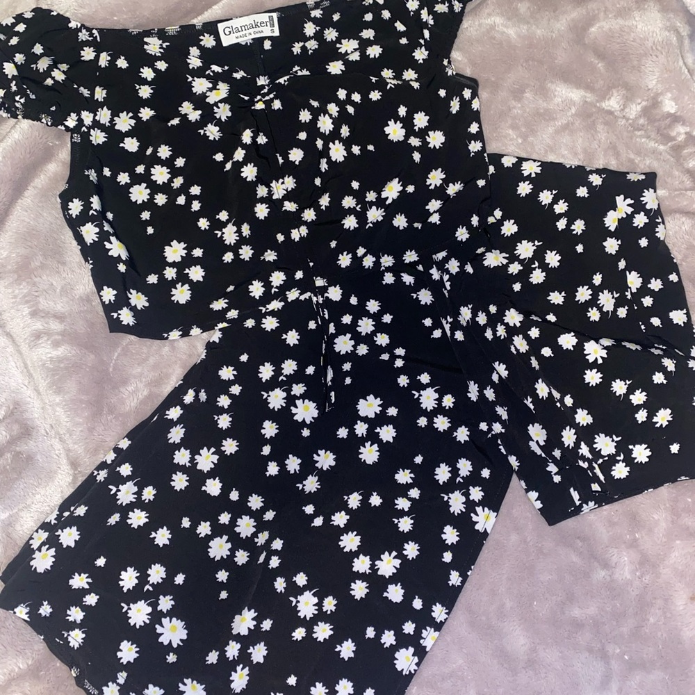 Floral 2 piece set, crop top and long skirt